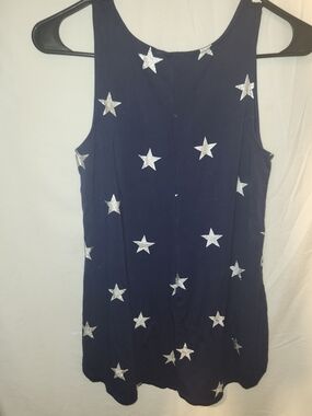 Women's Navy Star Print Sleeveless Tank Top